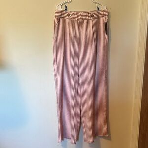 Robert Louis Red and White Striped Wide Leg Pants
